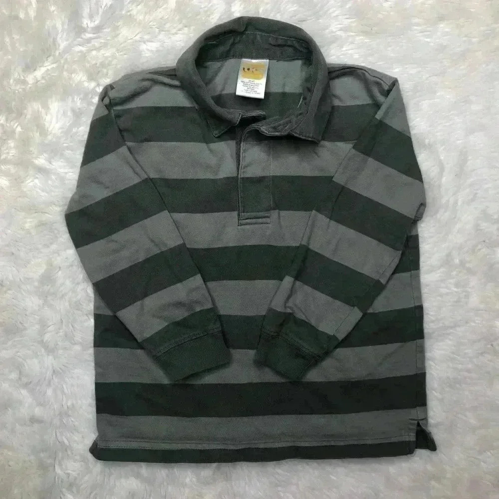 TKS Long Sleeved Polo  Shirt Green And Grey Size 4T